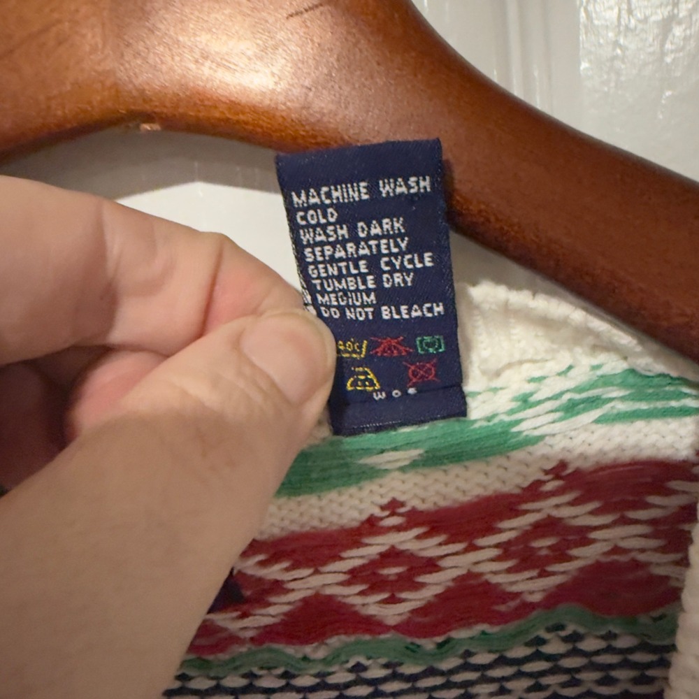 GAP Nautical Fair Isle Sweater Vest Med Coastal Preppy Anchors 100% Cotton - Picture 4 of 7